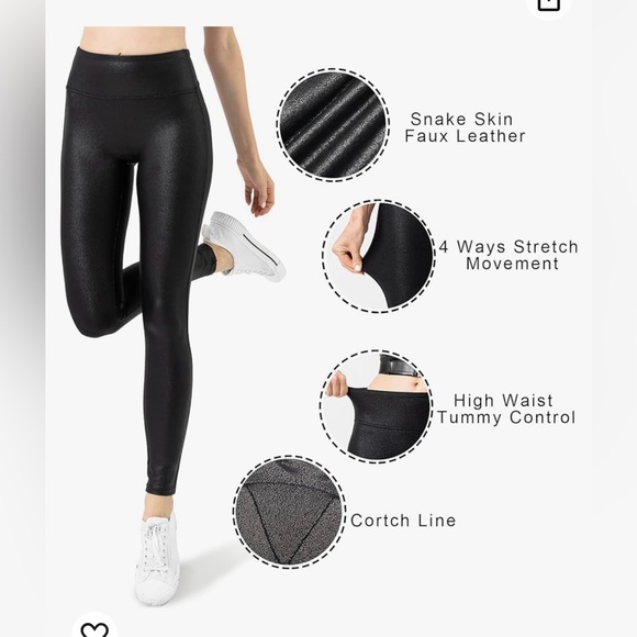 Retro gong women’s faux leather leggings stretch high waisted pleather pants. - Picture 4 of 7